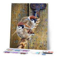 Afbeelding in Gallery-weergave laden, Diamond Painting - Mussen aan een touw dieren, Diamond Painting Dieren