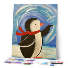 Afbeelding in Gallery-weergave laden, Diamond Painting - Pinguïn met rode sjaal dieren, Diamond Painting Dieren