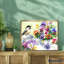 Afbeelding in Gallery-weergave laden, Diamond Painting - Bloemen en kleine vogel