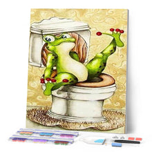 Afbeelding in Gallery-weergave laden, Diamond Painting - Kikker in toiletten dieren, Diamond Painting Dieren, kikkers