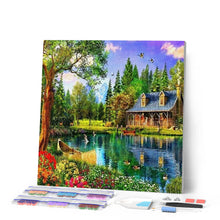 Afbeelding in Gallery-weergave laden, Diamond Painting - Het huis aan het meer Diamond Painting Landschappen, landschappen