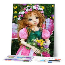 Afbeelding in Gallery-weergave laden, Diamond Painting - Engel met bloemenkroon Diamond Painting Bloemen, bloemen