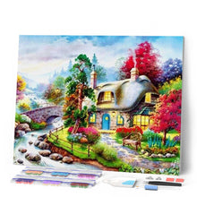 Afbeelding in Gallery-weergave laden, Diamond Painting - Huis in de buurt van kleine rivier Diamond Painting Landschappen, landschappen