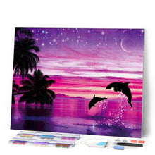 Afbeelding in Gallery-weergave laden, Diamond Painting - Dolfijnen hebben plezier dieren, Diamond Painting Dieren, Diamond Painting Landschappen, dolfijnen, landschappen
