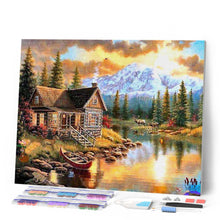 Afbeelding in Gallery-weergave laden, Diamond Painting - Berghuis bij de rivier