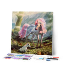 Afbeelding in Gallery-weergave laden, Diamond Painting - Eenhoorn en baby dieren, Diamond Painting Dieren, eenhoorns