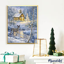 Afbeelding in Gallery-weergave laden, Diamond Painting - Eenden steken de rivier over in de winter