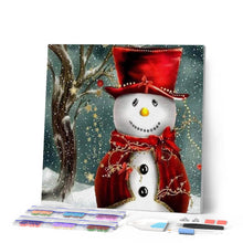 Afbeelding in Gallery-weergave laden, Diamond Painting - Sneeuwpop lacht Diamond Painting Landschappen, landschappen, winter