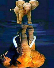 Afbeelding in Gallery-weergave laden, Diamond Painting - Olifant en zijn weerspiegeling dieren, Diamond Painting Dieren, olifanten