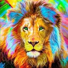 Afbeelding in Gallery-weergave laden, Diamond Painting - Leeuw kleurrijk dieren, Diamond Painting Dieren, leeuwen