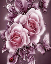 Afbeelding in Gallery-weergave laden, Diamond Painting - Zilveren bloemen en vlinders