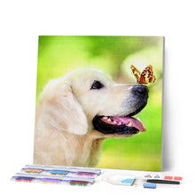 Afbeelding in Gallery-weergave laden, Diamond Painting - Vlinder en Labrador dieren, vlinders, Diamond Painting Dieren