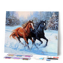 Afbeelding in Gallery-weergave laden, Diamond Painting - Twee paarden in de winter dieren, Diamond Painting Dieren, paarden, winter