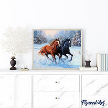 Afbeelding in Gallery-weergave laden, Diamond Painting - Twee paarden in de winter dieren, Diamond Painting Dieren, paarden, winter
