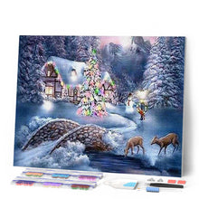 Afbeelding in Gallery-weergave laden, Diamond Painting - Chalet in de winter Diamond Painting Landschappen, landschappen, winter