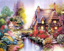 Afbeelding in Gallery-weergave laden, Diamond Painting - Huis en rivier Diamond Painting Bloemen, bloemen
