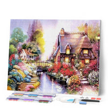 Afbeelding in Gallery-weergave laden, Diamond Painting - Huis en rivier Diamond Painting Bloemen, bloemen