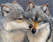 Afbeelding in Gallery-weergave laden, Diamond Painting - Wolven onder de sneeuw dieren, Diamond Painting Dieren, konijnen, wolven