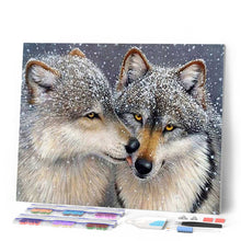 Afbeelding in Gallery-weergave laden, Diamond Painting - Wolven onder de sneeuw dieren, Diamond Painting Dieren, konijnen, wolven