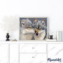 Afbeelding in Gallery-weergave laden, Diamond Painting - Wolven onder de sneeuw dieren, Diamond Painting Dieren, konijnen, wolven