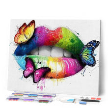 Afbeelding in Gallery-weergave laden, Diamond Painting - Lippen en vlinders dieren, vlinders, Diamond Painting Dieren