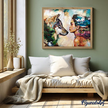 Afbeelding in Gallery-weergave laden, Diamond Painting - Jonge vrouw en wolf dieren, Diamond Painting Dieren, Diamond Painting Romantiek, konijnen, romantiek, wolven