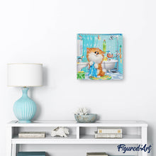 Afbeelding in Gallery-weergave laden, Diamond Painting - Kat in de badkamer dieren, katten, Diamond Painting Dieren