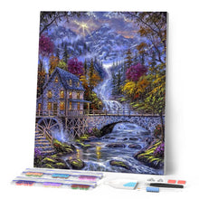 Afbeelding in Gallery-weergave laden, Diamond Painting - Rivier bij nacht Diamond Painting Landschappen, landschappen