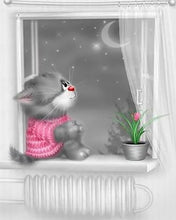 Afbeelding in Gallery-weergave laden, Diamond Painting - Kitten Maanlicht dieren, katten, Diamond Painting Dieren