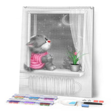 Afbeelding in Gallery-weergave laden, Diamond Painting - Kitten Maanlicht dieren, katten, Diamond Painting Dieren