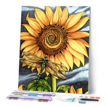 Afbeelding in Gallery-weergave laden, Diamond Painting - Libelle en zonnebloem dieren, Diamond Painting Dieren, Diamond Painting Bloemen, bloemen