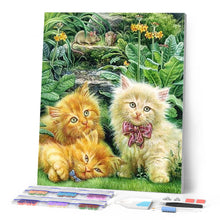 Afbeelding in Gallery-weergave laden, Diamond Painting - Schattige kittens in de tuin dieren, katten, Diamond Painting Dieren