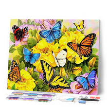 Afbeelding in Gallery-weergave laden, Diamond Painting - Vlinders en gele bloemen dieren, vlinders, Diamond Painting Dieren