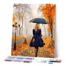 Afbeelding in Gallery-weergave laden, Diamond Painting - Vrouw in de regen 40x50cm reeds ingelijst