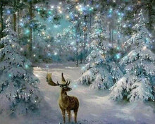 Afbeelding in Gallery-weergave laden, Diamond Painting - Sneeuw Rendier dieren, hert, Diamond Painting Dieren, Diamond Painting Landschappen, landschappen, winter