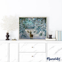 Afbeelding in Gallery-weergave laden, Diamond Painting - Sneeuw Rendier dieren, hert, Diamond Painting Dieren, Diamond Painting Landschappen, landschappen, winter
