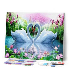 Afbeelding in Gallery-weergave laden, Diamond Painting - Verliefde zwanen dieren, vogels, Diamond Painting Dieren, zwanen