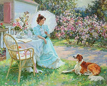 Afbeelding in Gallery-weergave laden, Diamond Painting - Vrouw en haar hond in de tuin