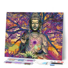 Afbeelding in Gallery-weergave laden, Diamond Painting - Boeddhabeeld voor een grote boom