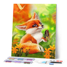 Afbeelding in Gallery-weergave laden, Diamond Painting - Vulpecula en vlinder dieren, vlinders, Diamond Painting Dieren, vossen