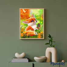 Afbeelding in Gallery-weergave laden, Diamond Painting - Vulpecula en vlinder 40x50cm reeds ingelijst