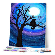 Afbeelding in Gallery-weergave laden, Diamond Painting - Kat bij nacht op een tak