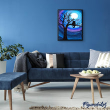 Afbeelding in Gallery-weergave laden, Diamond Painting - Kat bij nacht op een tak