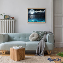 Afbeelding in Gallery-weergave laden, Diamond Painting - Volle maan en zeereflectie Diamond Painting Landschappen, landschappen