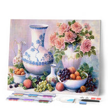 Afbeelding in Gallery-weergave laden, Diamond Painting - Vazen en fruit Diamond Painting Bloemen, Diamond Painting Keuken, bloemen, keuken