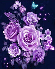 Afbeelding in Gallery-weergave laden, Diamond Painting - Paarse bloemen en vlinders dieren, vlinders, Diamond Painting Dieren, Diamond Painting Bloemen, bloemen