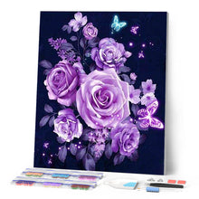 Afbeelding in Gallery-weergave laden, Diamond Painting - Paarse bloemen en vlinders dieren, vlinders, Diamond Painting Dieren, Diamond Painting Bloemen, bloemen