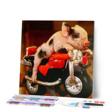 Afbeelding in Gallery-weergave laden, Diamond Painting - Varken en motor dieren, auto's en motorfietsen, Diamond Painting Dieren