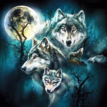 Afbeelding in Gallery-weergave laden, Diamond Painting - Wolf en volle maan dieren, Diamond Painting Dieren, konijnen, wolven