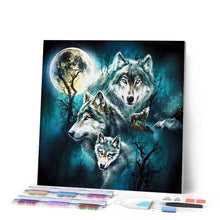 Afbeelding in Gallery-weergave laden, Diamond Painting - Wolf en volle maan dieren, Diamond Painting Dieren, konijnen, wolven